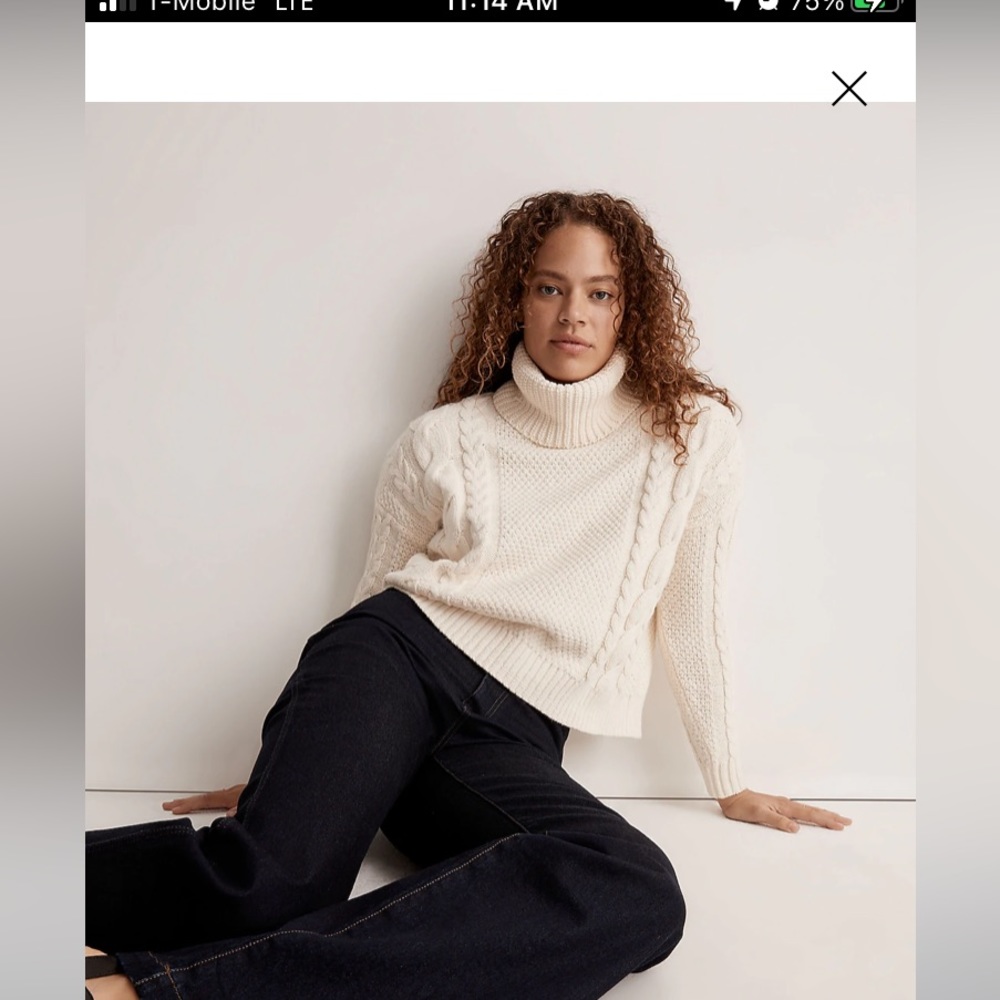 Madewell Cable Turtleneck Sweater NH934